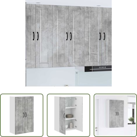 vidaXL Küchenregal Holz - Küchenschrank mit Tür Beton Grau 60 x 31 x 100 cm Holzwerkstoff (1/5)
