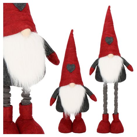 Skrzat natalizio di 51-70 cm, gnomo su gambe telescopiche, gnomino con cappello rosso