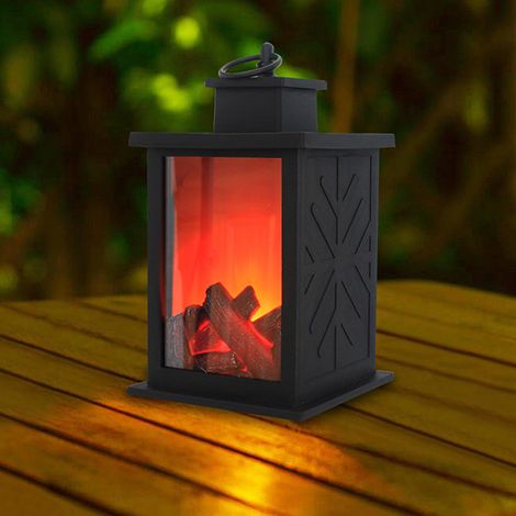 Lanterne de cheminée décorative LED sans flamme, dessus de table suspendu pour intérieur et extérieur (1/5)