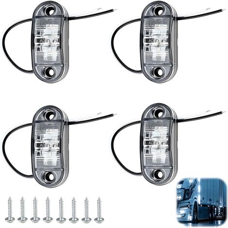 4 pièces Blanc IP65 12 V/24 V Ovale LED latérales Feux, Feu de Position Ovale Étanche, Éclairage feux de Position led pour Camion, Remorque,Caravane, Bateau - Feux Avant et Arrière (1/5)