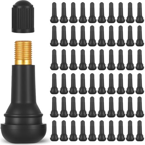 Valve TR413 Universelles, Inserts de Valve Tubeless Auto avec Capuchon en Caoutchouc, Valve Snap-in pour Voiture, Moto et Vélos (Noir) (1/5)