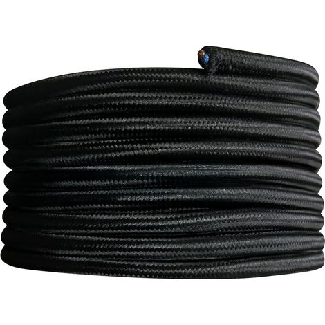 Câble électrique tissu noir, long. 3m, diam. 6.2mm - Tibelec (1/5)