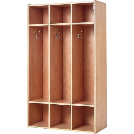 Vestiaire 3 Enfants Ouvert, Penderie pour Enfants en Bois, Rangement pour Crèche Maternelle Garderie Maison, Meuble d'Accueil Scolaire avec Casiers à Manteau et à Chaussures, Cases Supérieures (1/5)