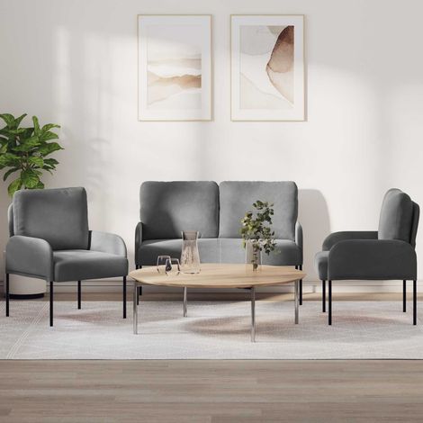 Sofagarnituren 3 pcs Dunkelgrau 115 x 56 x 80 cm Sperrholz