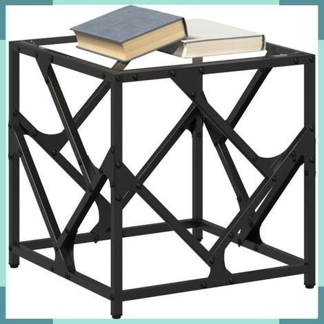 845990 Table basse avec dessus en verre transparent 40x40x41 cm acier (1/5)