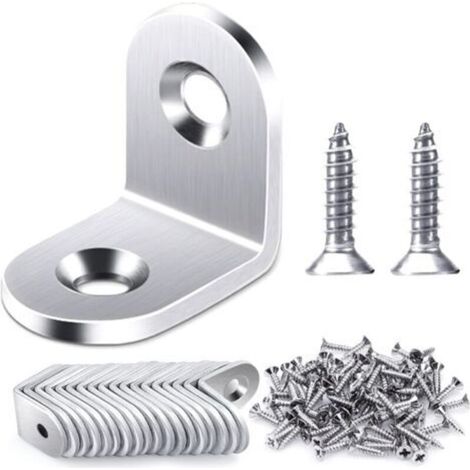 20 PCS 20x20mm Angle Droit Support, Fixation Équerre Inox 90 Degrés Support De Coin, support d'angle en forme de L Livré Avec Vis (1/4)