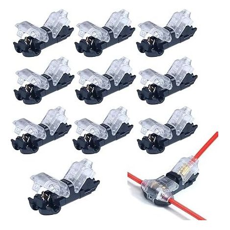 T Connector Electric Quick Connector Seamless Electrical Connector for Electric Wire 20/22 AWG Wires Car Cable LED Lighting Connector Waterproof Terminals and Kits (1/5)