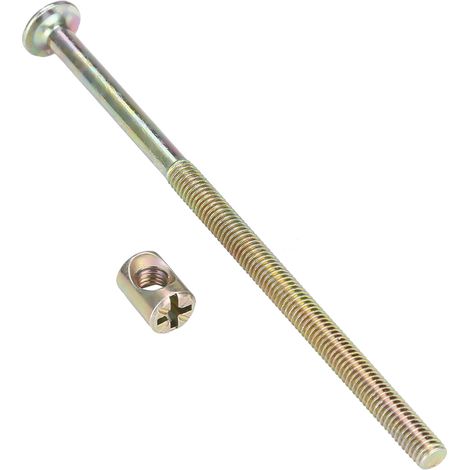 10 M6 120mm carbon steel furniture screws with 6mm cylindrical nuts for connecting brackets.