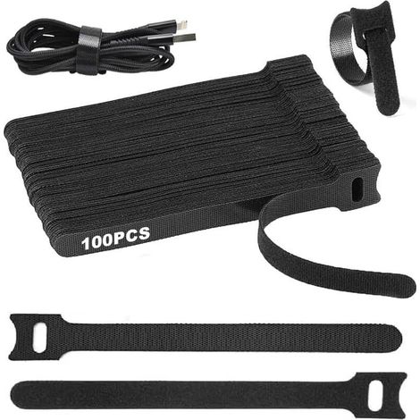 Attache Câble Auto-Agrippante - Nylon Réutilisable - 150 mm x 12 mm - Noir - Lot De 100 (1/5)