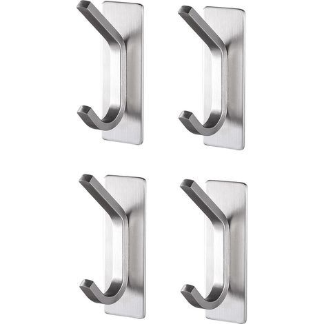 Set of 4 bathroom holders, self-adhesive, stainless steel, silver (1/5)
