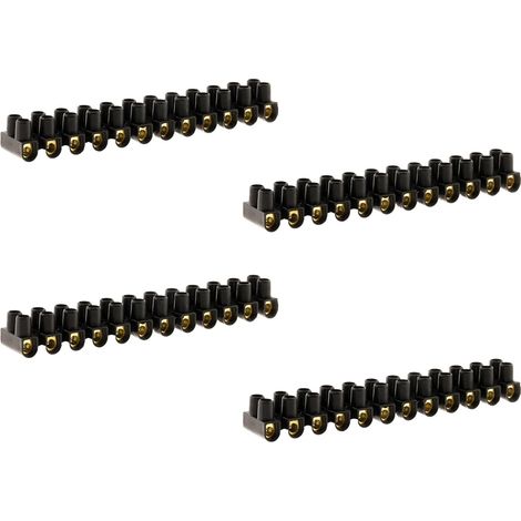 Lot de 4 barrettes 12 plots section 6mm² - Noir - Zenitech