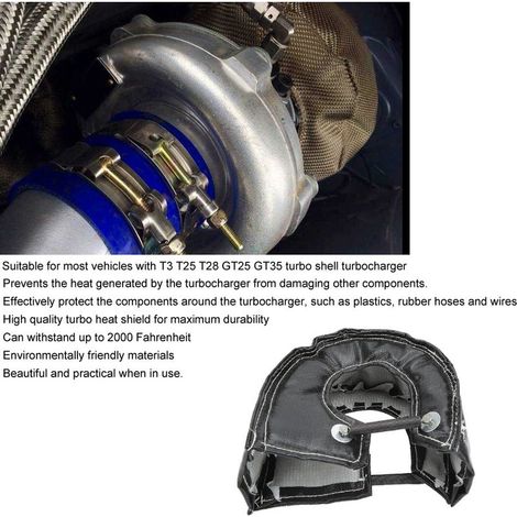 Protection thermique turbo en couverture isolante pour turbocompresseur T3 T25 T28 GT25 GT35 noir (1/5)