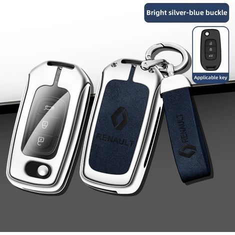 (Bleu argenté 02) Étui de protection pour clé de voiture Renault Koleos Kadjar Captur Megane Talisman Espace Clio Scenic Arkana Sandero Duster Logan,Housse de clé de voiture pou (1/5)