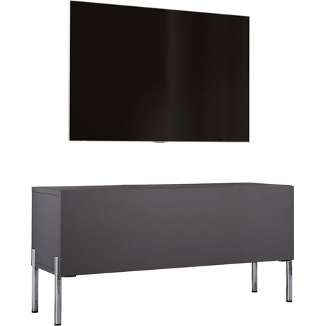 Meuble TV Anthracite, pieds Chrome, 100 x 52 x 32 Cm (1/5)