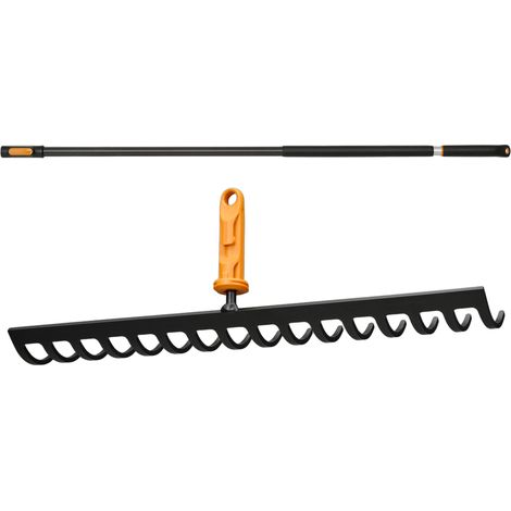 FISKARS ONECLICK Testa del rastrello in metallo per terreno 41 cm + manico 119-174 cm
