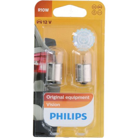 Lot de 2 ampoules (R10W) 12 V BA15S 10 W en blister, lumière blanche — Philips