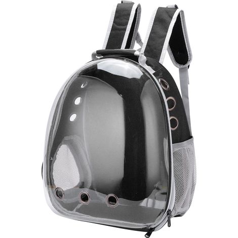 Sac à dos transparent en forme de capsule spatiale pour chats et petits chiens, noir (1/5)