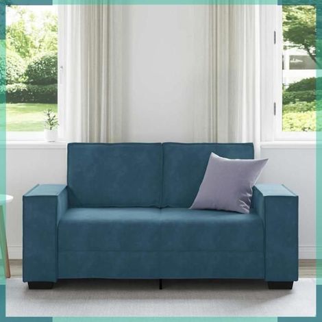 Canapé - 4105019 - 2 places - Velours bleu - 160 x 78 x 84 cm (1/5)