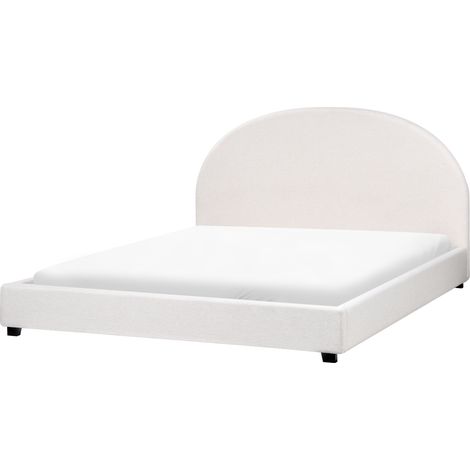 Cama con somier minimalista de tela 180 x 200 cm blanco crema Vaucluse