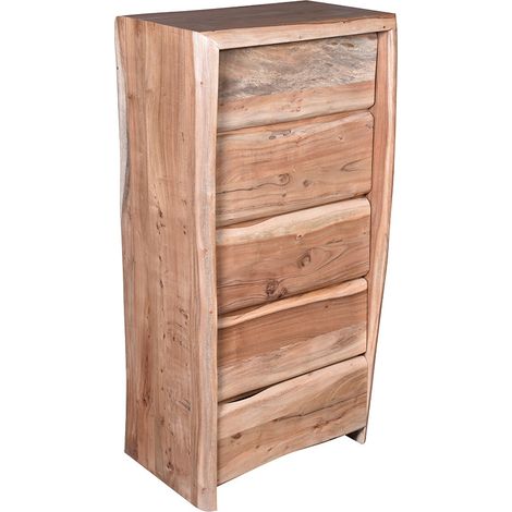 Meuble de rangement 60 cm style nature en acacia massif Azalée (1/5)