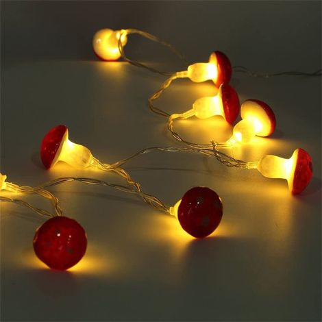 Guirlande lumineuse LED champignon (20 LED) pour décoration de jardin, idéale pour Noël, mariage ou fête. (1/5)
