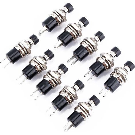 Interrupteur Bouton-Poussoir - 24 V - 1 A - Fonctionnement Momentané - Étanchéité IP65 - Diamètre 8 mm - Noir - 10 Pièces (1/5)