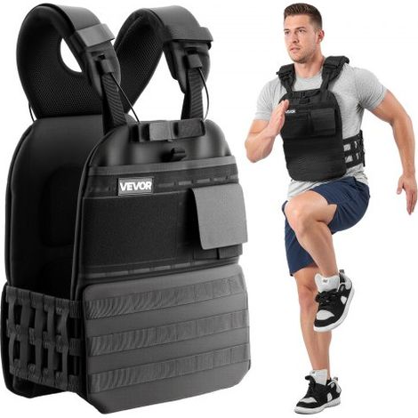 Chaleco Lastrado de 1,6 kg, Chaleco Ponderado con Hombrera y Franja Reflectante, Soporta hasta 18 kg con Discos No Incluidos, para Entrenamiento de Fuerza, Correr, Fitness, Desarrollo Muscular (1/5)
