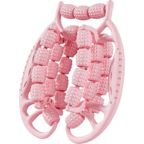 Rouleau Massage,Rouleau de jambe, rouleaux de massage à 29 roues pour les jambes, rouleau de cellulite en plastique, rouleau de masseur de cellulite non glissant pour cuisse (rosa)