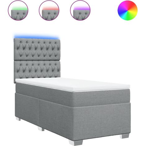 Maison Exclusive - Cama box spring con colchón tela gris claro 10