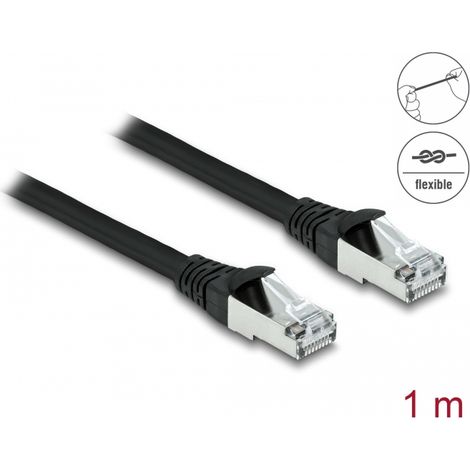 Delock Cable de red RJ45 Cat.6A S/FTP PUR de Exteriores de 1 m negro