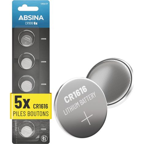 5X Pile CR1616 3V Lithium - Pile 1616 sans Fuite et Longue durée - Batterie CR 1616 (1/5)