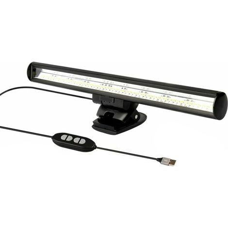 Barre Lumineuse USB - Éclairage Écran Ordinateur Portable - 10 Niveaux de Luminosité - 3 Températures de Couleur - Design Asymétrique Anti-Éblouissement - Pour Visioconférence et Bureau - 1 Pièce