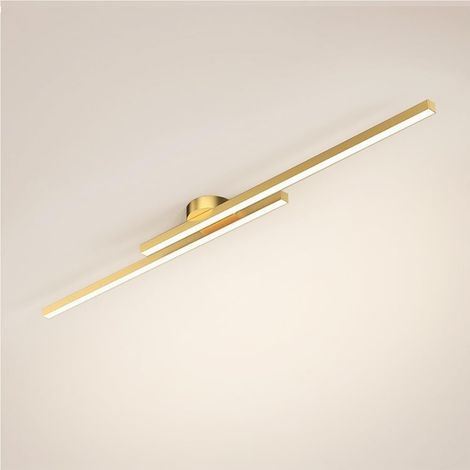 Plafoniera lineare minimalista con 2 lampade a LED, illuminazione moderna dimmerabile, ideale per soggiorno, corridoio, camera da letto, ufficio o cucina. (Oro, 90 cm) (1/5)