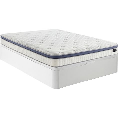 Ensemble 140 x 190 cm sommier coffre blanc + matelas hybride ressorts ensachés 7 zones mémoire de forme et latex ép.25cm - MALAO de PALACIO