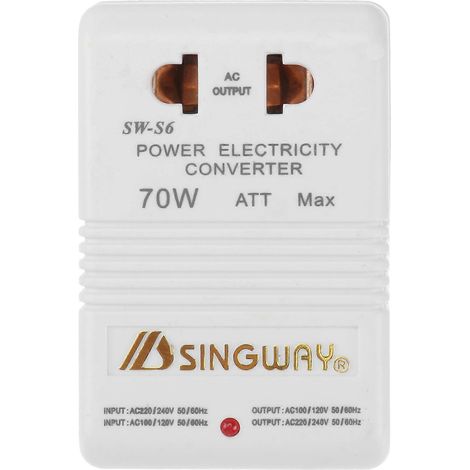 Convertisseur de tension élévateur/abaisseur 220 V vers 110 V, 70 W, pour les voyages (blanc) (1/3)