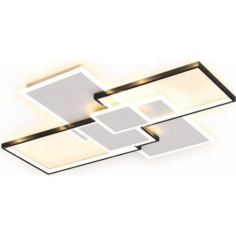 Plafoniera LED 83W Dimmerabile Bluetooth con App, 6640 Lumen, Soffitto Moderna Rettangolare, Telecomando Incluso, Luce Calda Naturale Fredda Regolabile, 270°
