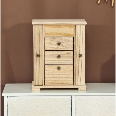 Portagioie in legno marrone, 4 livelli, con specchio integrato OKMYHOME (1/5)