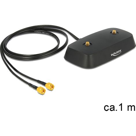Delock sma plug  sma jack with base lte mimo 1 m black low loss
