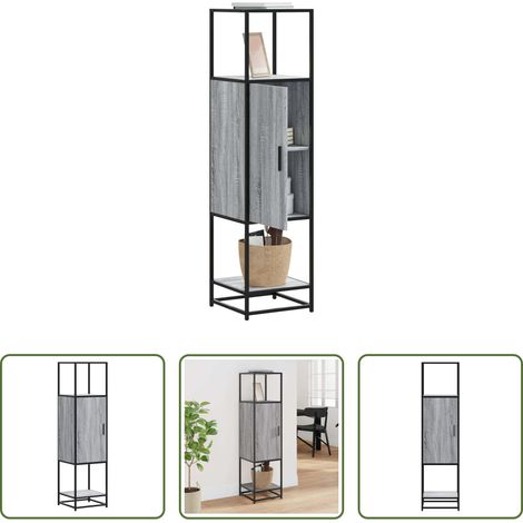 vidaXL Meuble bois métal - Buffet haut sonoma gris 35,5x35x139 cm bois d'ingénierie métal (1/5)
