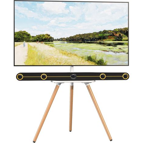 Support TV Universel avec trépied, Écrans mesurant Entre 43 et 65 Pouces Téléviseurs, Max VESA 400x400mm, Blanc (1/5)