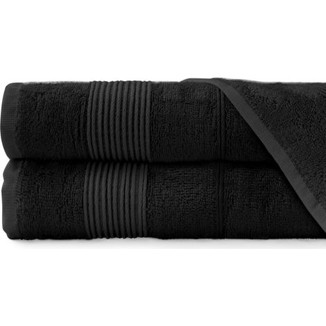 Toalla grande de 70x140 cm, de fibra de bambú natural, suave, negra. (1/5)