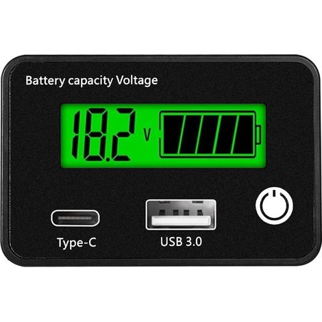 Indicateur de Charge Batterie 12V, Compteur de Batterie Testeur de Tension de Capacité de Batterie USB et Type C Indicateur de Batterie au Lithium au Plomb 12V 24V (1/5)