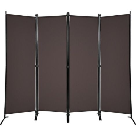 Créez plus d'intimité avec ce paravent 4 panneaux, cadre en acier pliable pour salon, bureau ou patio (1/5)