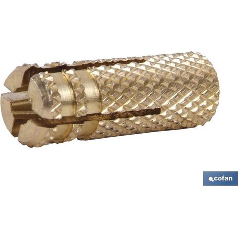 Taco de latón M-4 a M-12, anclaje de expansión para hormigón y ladrillo