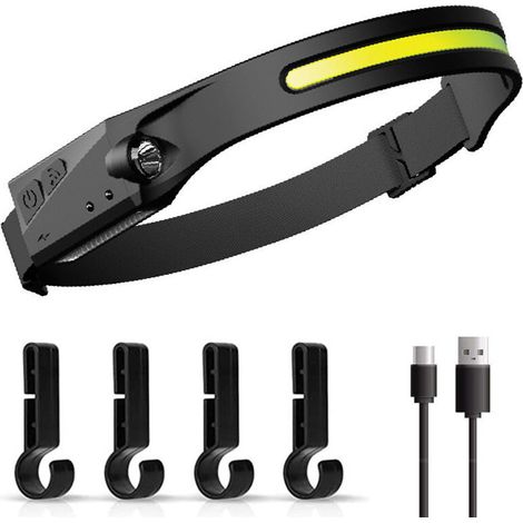 Rechargeable headlamp for outdoor use, high-power USB-C LED lighting, 5 lighting modes, water resistant,