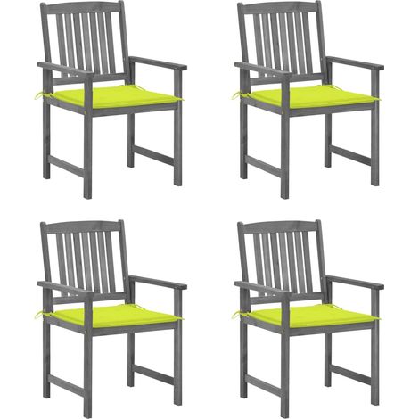 Sillas de jardín con almohadillas 4 PC Acacia Gris masivo (1/5)