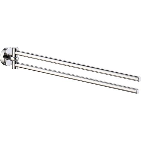 Porte‑Serviettes Pivotant à Deux Bras, Porte‑Serviettes Mural Acier Inoxydable, Rotation 180° Gain de Place, Argent, 3855cm (1/5)