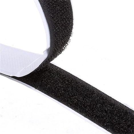 Velcro auto-adhésif - Bande auto-agrippante - Découpable - Pour la gestion des câbles, les loisirs créatifs, l'organisation - Noir - 5 m x 20 mm - 2 rouleaux (1/5)