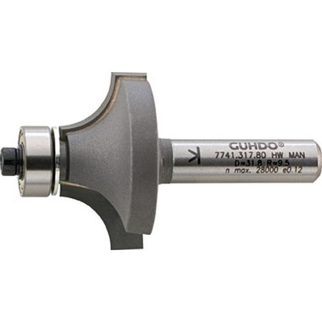 Fresa de arquear, herramienta de madera, Ø : 16,7 mm, radio 2,0 mm, Largo útil 7,7 mm, Largo total : 51,0 mm