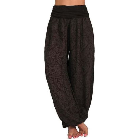 Ali Baba Haremshose für Damen, Aladdin-Stil, Boho-Look, weites Bein, Yogahose in Übergröße – S – Kaffee (1/4)